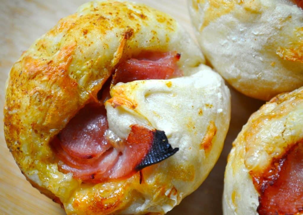 Close-up of Bubble Up Ham and Swiss Bites.