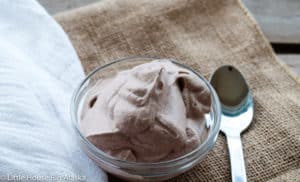 Close up of chocolate whipped cream.