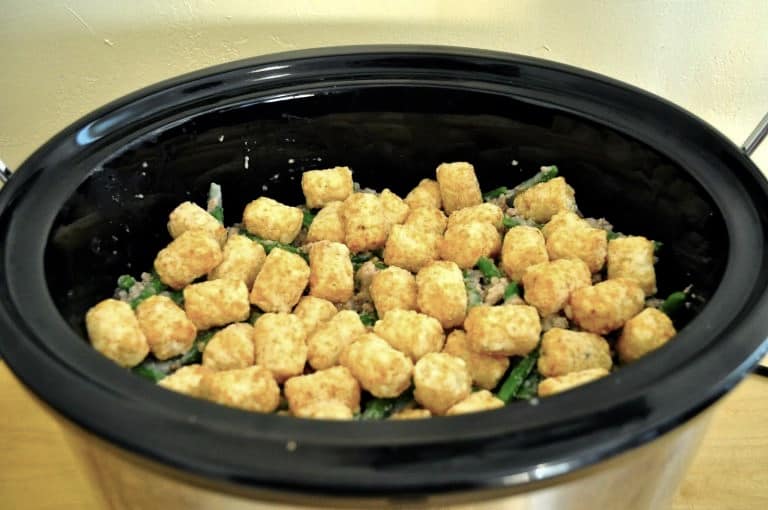 Picture of Crock Pot Tater Tot Casserole before baking