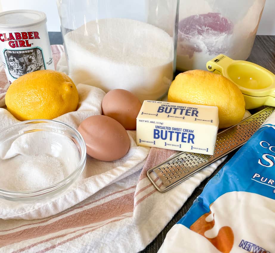 Ingredients for lemon bars.