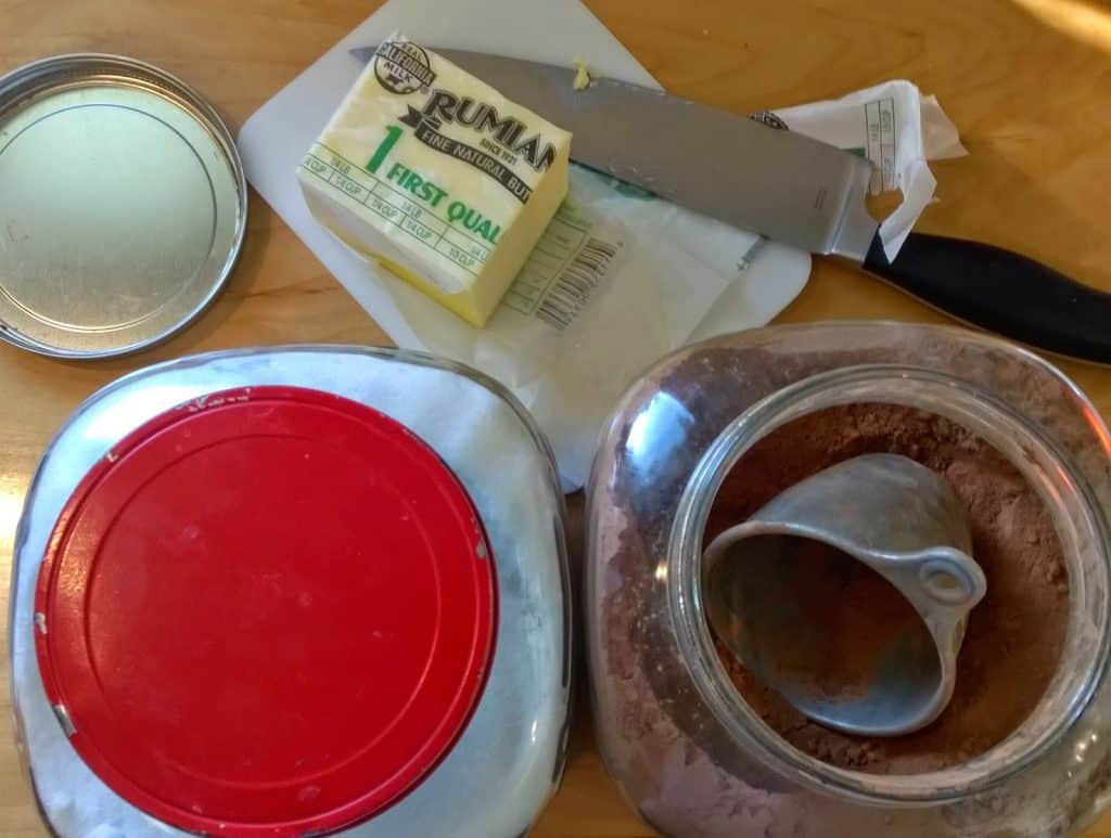 Super fudgy cocoa brownies ingredients.