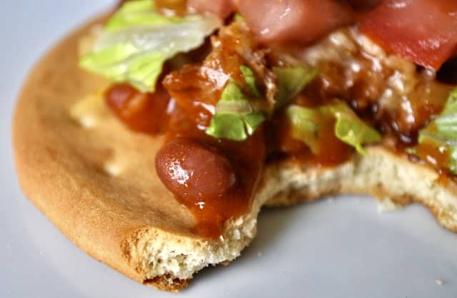 Use canned or leftover chili and Sailor Boy Pilot Bread to make Tundra Tostadas. Like tacos or tostadas but a little more sturdy! #pilotbreadrecipe #howtoeatpilotbread #pilotbread #pilotbreadfood #pilotbreadsailorboy