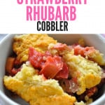 Pin for Crock Pot Strawberry Rhubarb Cobbler.