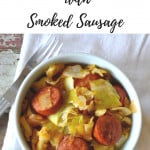 Pin for smothered cabbage with smoked sausage.