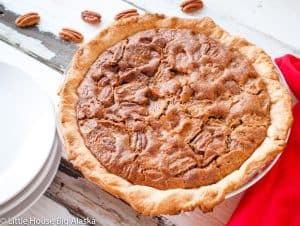 Old-fashioned pecan pie using the easy pie crust.