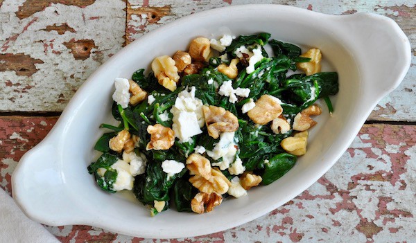Creamed Spinach with Feta and Walnuts