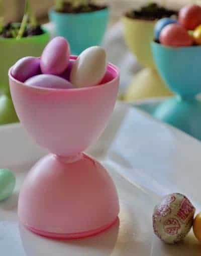 Egg Cups from Plastic Easter Eggs