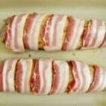 Bacon Wrapped Pork Tenderloin with Roasted Sweet Potatoes Dinner Recipe