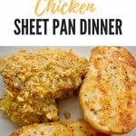 Pin for Oven Fried Chicken Sheet Pan Dinner.