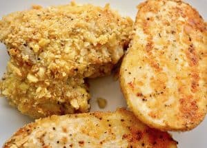 Oven Fried Chicken Sheet Pan Dinner.