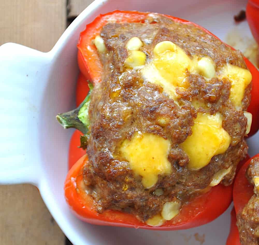 Freshly baked taco stuffed peppers.