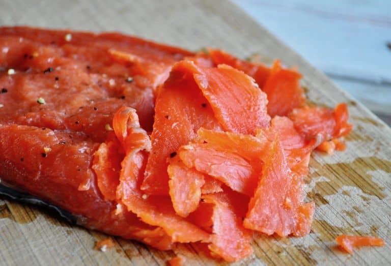 Sliced salmon ready to be serve.
