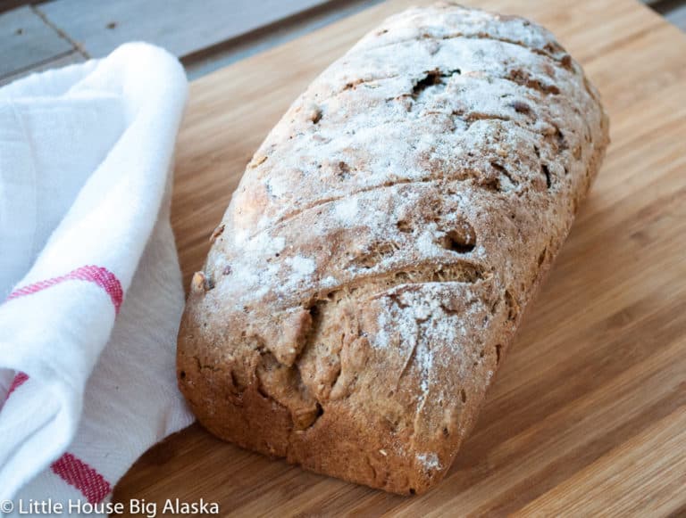 Fresh Danish rye bread loaf.