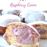 Pin for Lemon Doughnuts with Raspberry Cream.