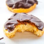 Jaffa cake with a bite out of it.