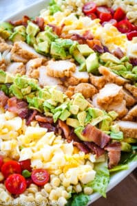 Ingredients in a cobb salad.