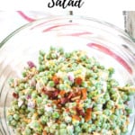 Pin for pea and bacon salad.