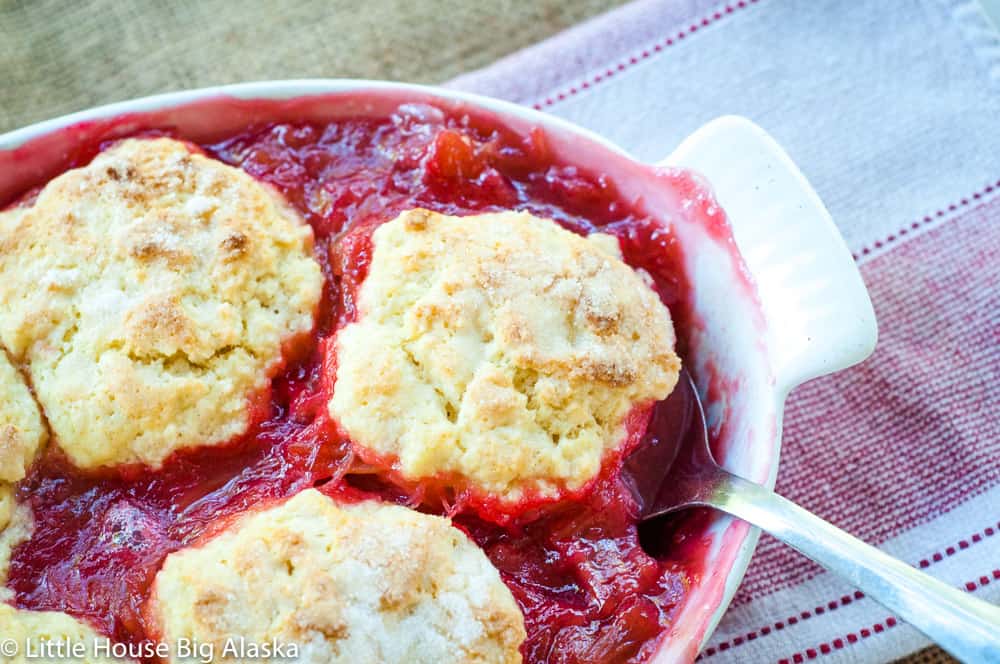 scones and rhubarb baked together