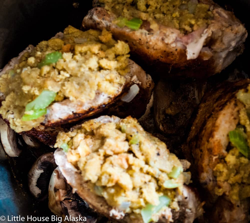 instant pot stuffed pork chops before the extra stuffing