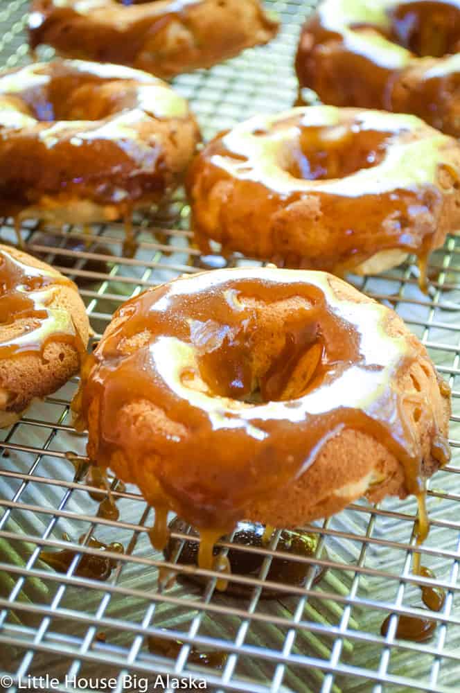 fresh caramel apple doughnuts with fresh caramel