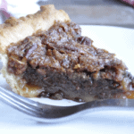 A slice of the old-fashioned chocolate pecan pie.