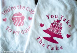 DIY Valentines Day Dishtowel Project with the Cricut.