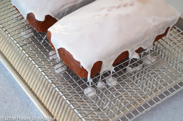 Fresh Grapefruit Pound Cake with Icing Drizzling down the sides.