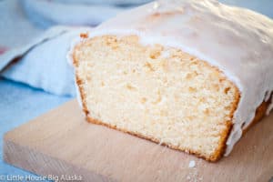 Sliced iced grapefruit pound cake.
