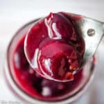 A spoonful of bing cherry pie filling.