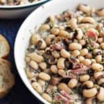 Black-eyed peas cooked with a smoky ham hock for a classic Southern dish.
