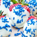 White Chocolate Covered Strawberries.