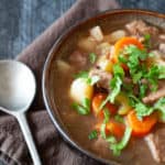 A bowl of savory instant pot beef stew.