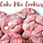 Pin for red velvet cake mix cookies.