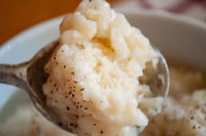 A dumpling from easy chicken and dumpling soup.