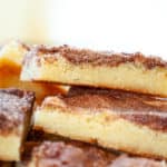 Close up of a stack of snickerdoodle bars.