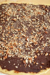 Nuts going in a Chocolate Babka.