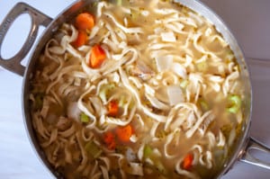 Turkey noodle soup with homemade noodles.