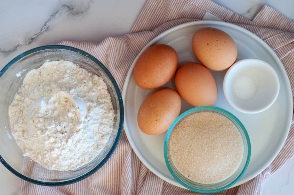Ingredients for a simple cake roll.