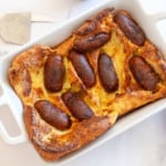 Yorkshire Pudding with Sausages makes up this classic British Toad In A Hole.