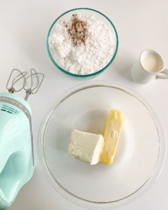Ingredients for gingerbread cinnamon roll dough.