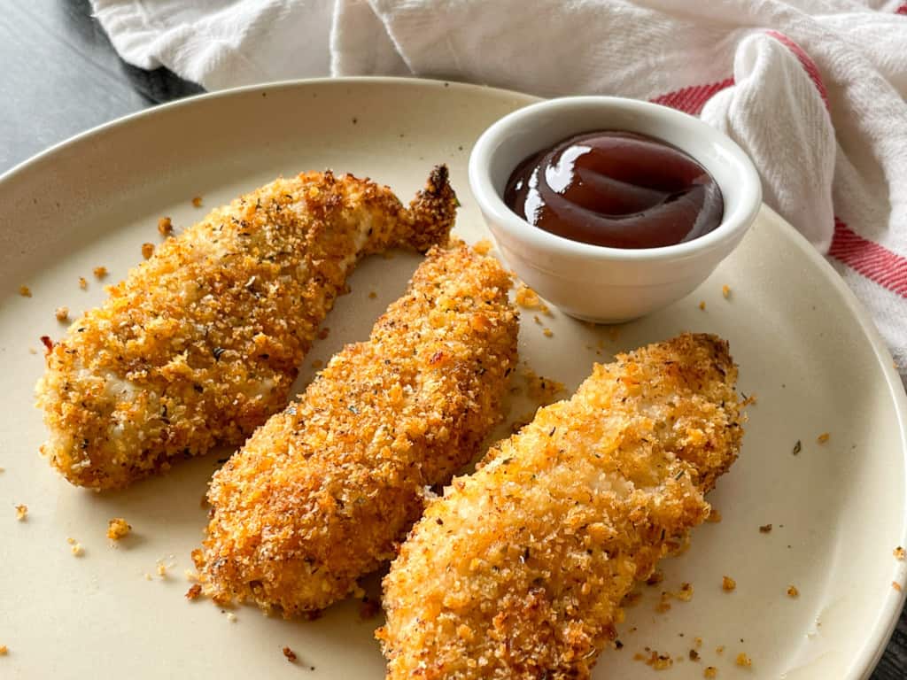 Air Fryer Chicken Tenders and BBQ sauce.