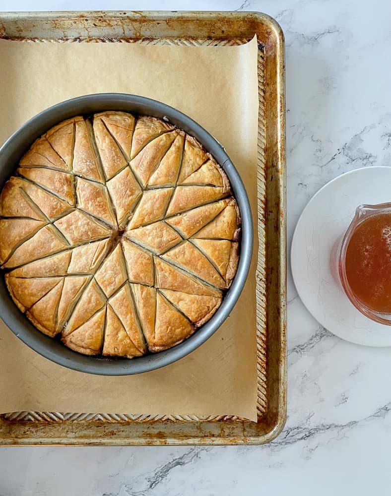 Syrup and a finished bake.