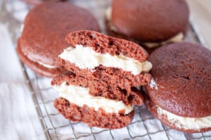Whoopie pie cut in half and the rest of it in the background.