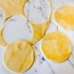 Pie crust cut in 3" wide circles.