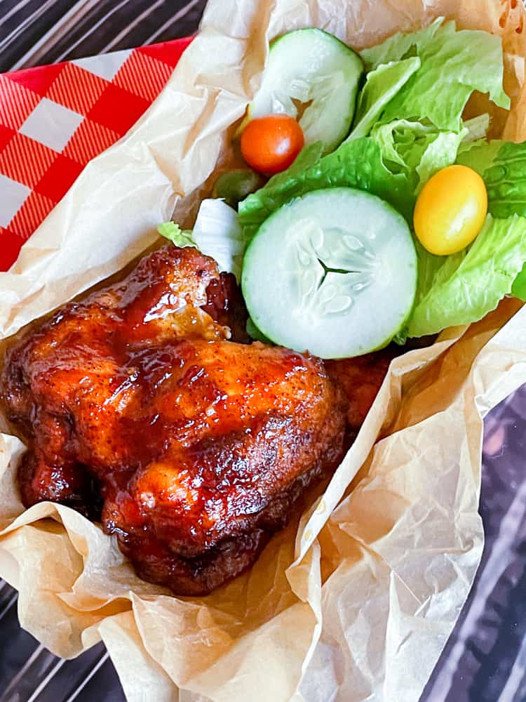 Oven Barbecue Chicken with a salad on the side. 