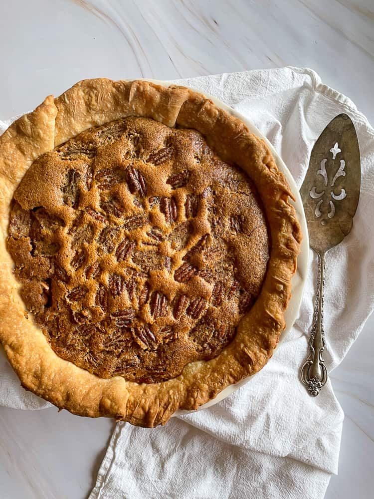 Fresh Pecan Pumpkin Pie straight out of the oven.