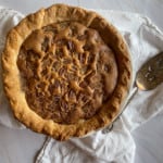 Freshly baked pecan pumpkin pie.