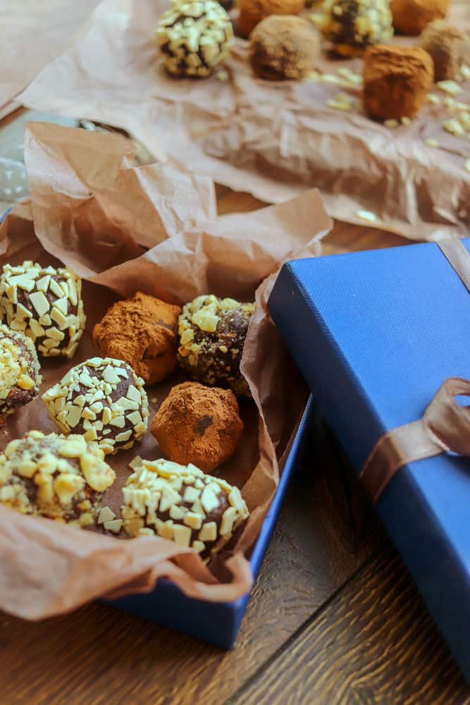 Fresh homemade truffles in a  gift box ready to give.