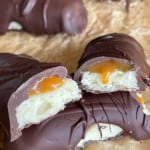 Caramel oozes out of a homemade twix bar.