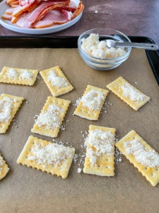 Cracker with cheese.